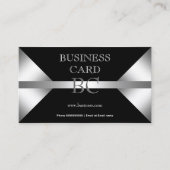 Schlicht Einfache Silber-Monogramm 4C Visitenkarte (Vorderseite)