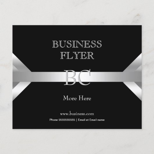 Schlicht Einfache Silber Schwarz-weiß Monogram 4D Flyer (Vorne)