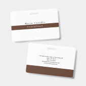 Schlicht Eleganbraun Minimalistisch Ausweis (Vorder- & Rückseite)