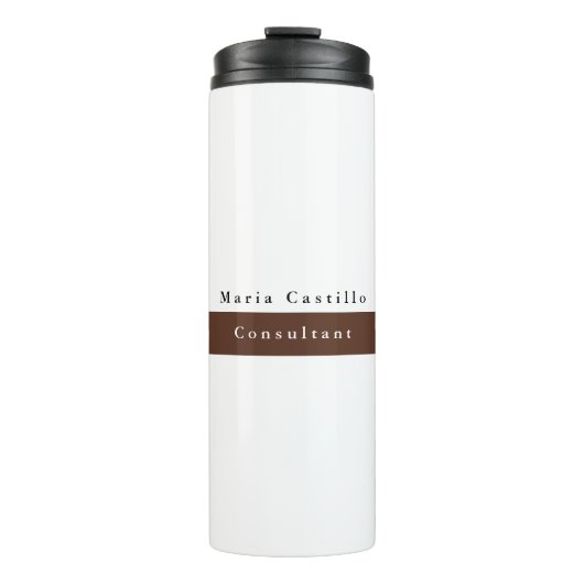 Schlicht Eleganbraun Minimalistisch Thermosbecher (Vorderseite)