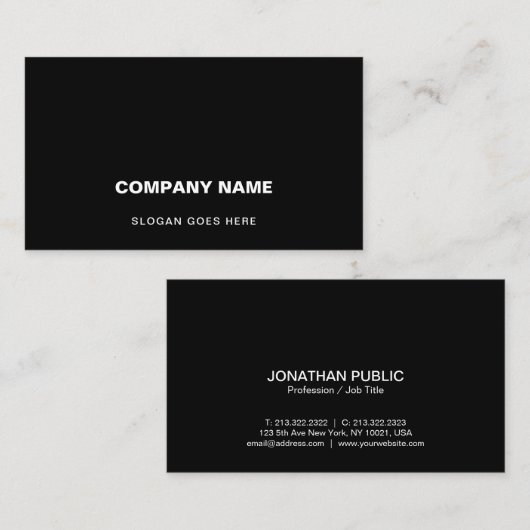 Schlicht Elegant Beruflich Modernes Schwarzes Einf Visitenkarte (Vorne/Hinten)