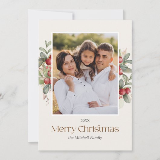 Schlicht Elegant Frohe Weihnachten Blumenbeeren FO (Vorderseite)