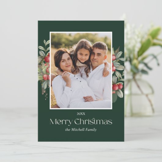 Schlicht Elegant Frohe Weihnachten Blumenbeeren FO (Stehend Vorderseite)