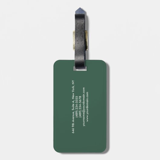 Schlicht Elegant Green Minimalistisch Modern Gepäckanhänger (Rückseite vertikal)