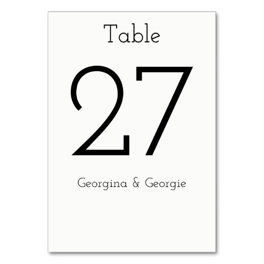 Schlicht, elegant, Minimalistisch, schlicht, schwa Tischnummer (Vorderseite)