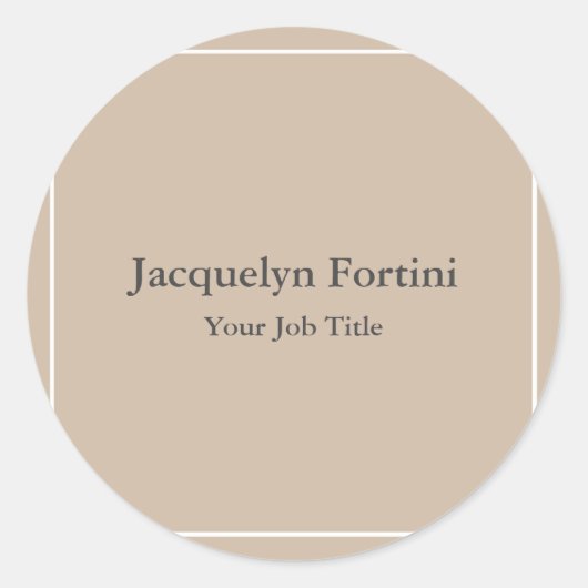 Schlicht Elegant Modernes Minimalistisch Runder Aufkleber (Vorderseite)