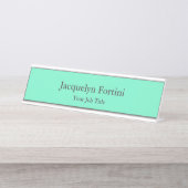 Schlicht Elegant Modernes Minimalistisches Grün Bl Schreibtischnamensplakette (Vorderseite )