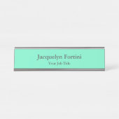 Schlicht Elegant Modernes Minimalistisches Grün Bl Schreibtischnamensplakette (Vorderseite )