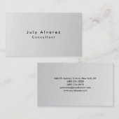 Schlicht Elegant Modernes Minimalistisches Silber Visitenkarte (Vorne/Hinten)