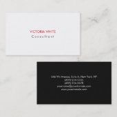 Schlicht Elegant Modernes Weiß Grau Minimalistisch Visitenkarte (Vorne/Hinten)