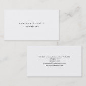 Schlicht Elegant Simple White Beruflich Modern Visitenkarte (Vorne/Hinten)