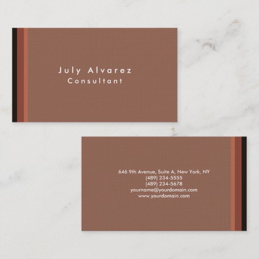 Schlicht Elegante Minimalistische Linen Visitenkarte (Vorne/Hinten)