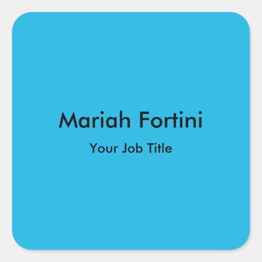 Schlicht Elegante Moderne Minimalistisch Blue Quadratischer Aufkleber (Vorderseite)