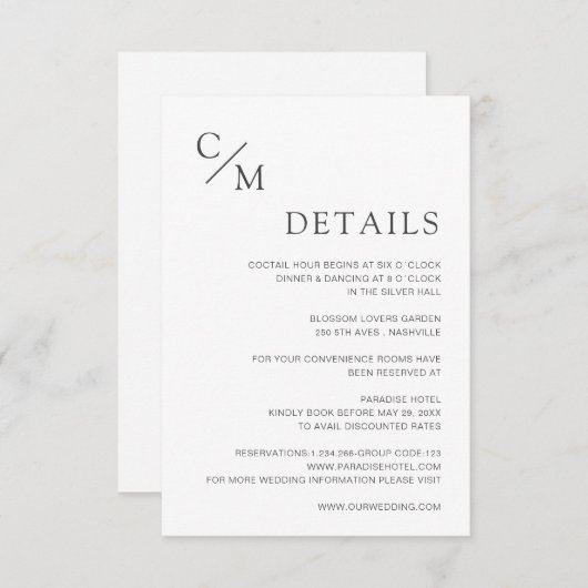 Schlicht elegante Monogramm (Vorne/Hinten)