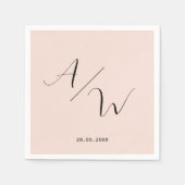 Schlicht elegante Monogramm Blush Serviette (Vorderseite)
