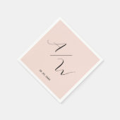 Schlicht elegante Monogramm Blush Serviette (Ecke)