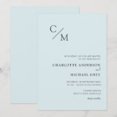 Schlicht elegante Monogramm einladung (Vorne/Hinten)