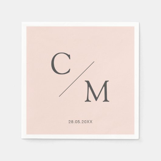 Schlicht elegante Monogramm Serviette (Vorderseite)