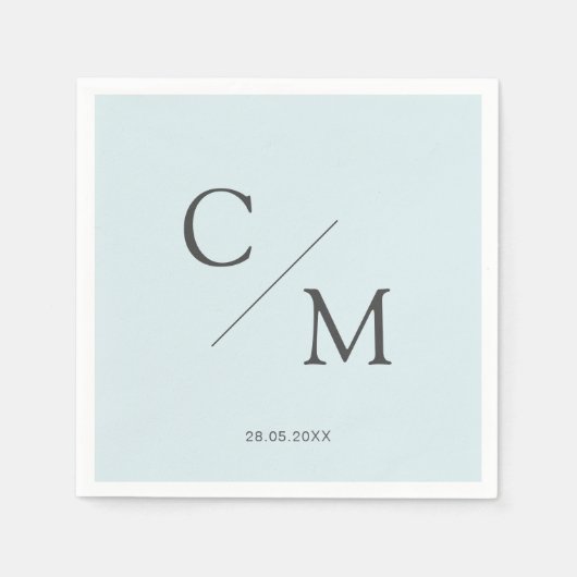 Schlicht elegante Monogramm Serviette (Vorderseite)