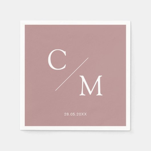 Schlicht elegante Monogramm Serviette (Vorderseite)