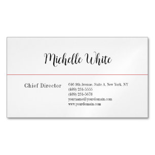 Schlicht Elegante Weiß Beruflich Moderne Magnetische Visitenkarte