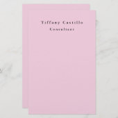 Schlicht Elegantes helles Rosa Einfach Minimalisti Briefpapier (Vorne/Hinten)