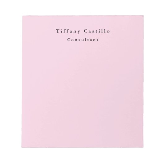Schlicht Elegantes helles Rosa Einfach Minimalisti Notizblock (Vorderseite)