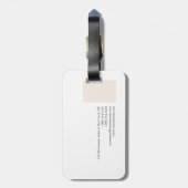 Schlicht Elegantes modernes Minimalistisches Desig Gepäckanhänger (Rückseite vertikal)