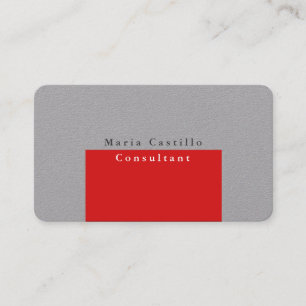Schlicht Elegantes Rotes Grau Modernes, Minimalist Visitenkarte