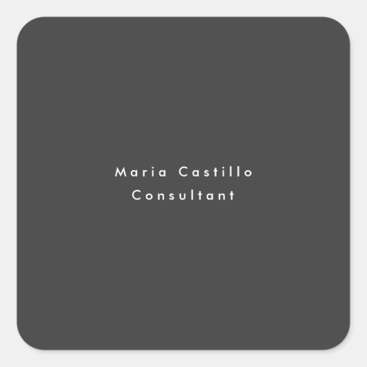 Schlicht Elegantes Schwarzes Minimalistisch Modern Quadratischer Aufkleber (Vorderseite)