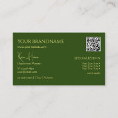 Schlicht Forest Green mit Monogram QRCode und Juwe Visitenkarte (Rückseite)