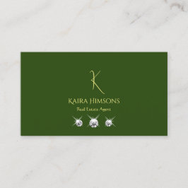 Schlicht Forest Green mit Monogram und Jewels Simp Visitenkarte