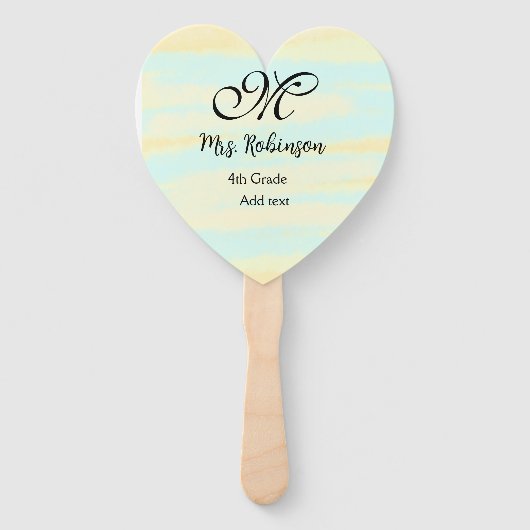 schlicht-gelb-blaue Aquarelllehrer Wertschätzung Fächer (Vorderseite)