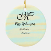 schlicht-gelb-blaue Aquarelllehrer Wertschätzung Keramik Ornament (Hinten)