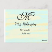 schlicht-gelb-blaue Aquarelllehrer Wertschätzung Postkarte (Rückseite)