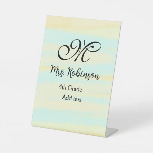 schlicht-gelb-blaue Aquarelllehrer Wertschätzung Sockelschild (Vorderseite)