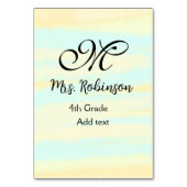 schlicht-gelb-blaue Aquarelllehrer Wertschätzung Tischnummer (Rückseite)