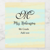 schlicht-gelb-blaue Aquarelllehrer Wertschätzung Weinetikett (Einzelnes Label)