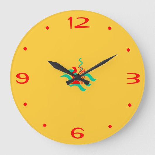 Schlicht Gelb und Rot >Küchenuhren Große Wanduhr (Vorderseite)