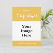 schlicht gelbes Foto froh Weihnachten (Stehend Vorderseite)
