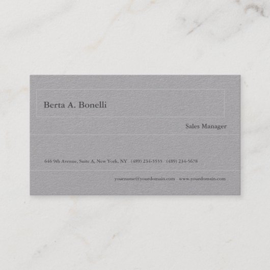 Schlicht Grau Minimalistisch modern Visitenkarte (Vorderseite)