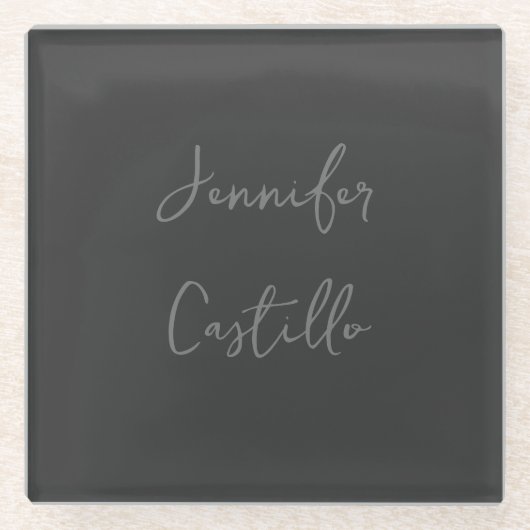 Schlicht Grau Minimalistisch Moderne Kalligraphie Glasuntersetzer (Vorderseite)