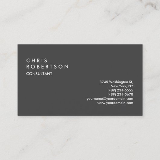 Schlicht Grau Modern Creative Business Card Visitenkarte (Vorderseite)