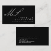 Schlicht-Grau-Monogramm-Standardgröße-Visitenkarte Visitenkarte (Vorne/Hinten)