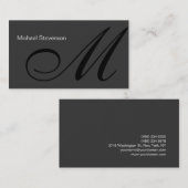 Schlicht-Grau-Schwarz-weiß-Monogramm-Visitenkarte Visitenkarte (Vorne/Hinten)