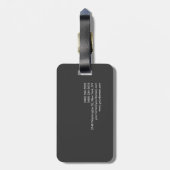 Schlicht-graue Schwarz-weiß-Monogramm-Initialen Mo Gepäckanhänger (Rückseite vertikal)