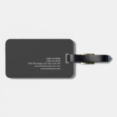 Schlicht-graue Schwarz-weiß-Monogramm-Initialen Mo Gepäckanhänger (Rückseite horizontal)