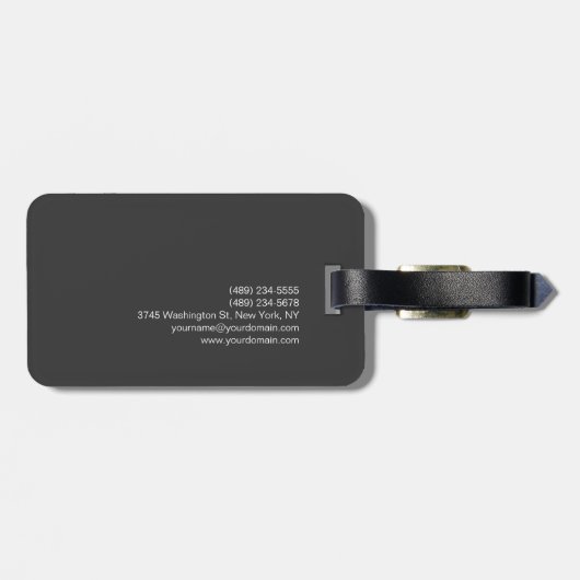 Schlicht-graue Schwarz-weiß-Monogramm-Initialen Mo Gepäckanhänger (Rückseite horizontal)