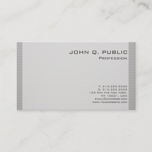 Schlicht graue Streifen Beruflich Stilvolles Desig Visitenkarte (Vorderseite)