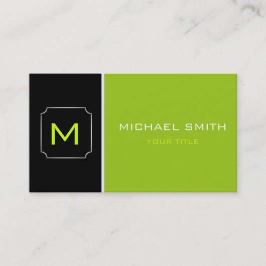 Schlicht Grün und Schwarz Elegant Beruflich Modern Visitenkarte (Vorderseite)